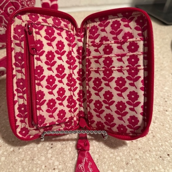 Vera Bradley Twirly Birds in Pink Retired Pattern Shoulder Bag & Mini Wallet Set - Picture 12 of 15